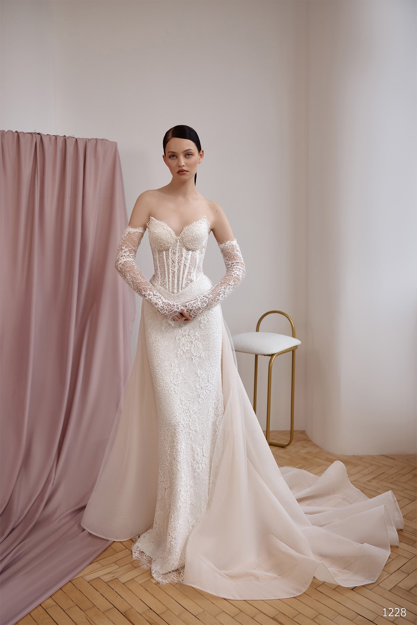 Strapless Corset Wedding Dress with Lace Details