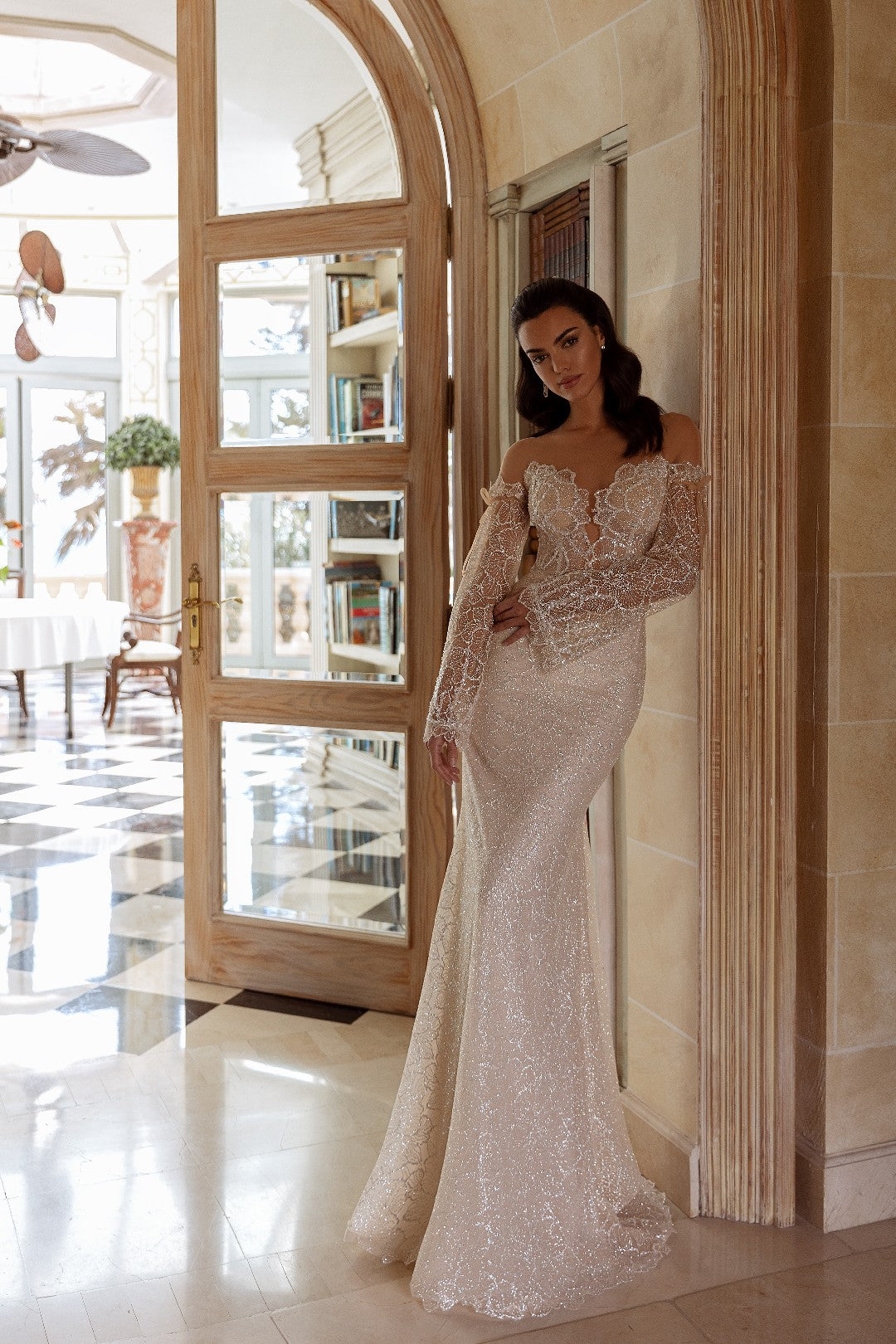 Revealing Sheer Strapless Wedding Dress | Intricate Jeweled