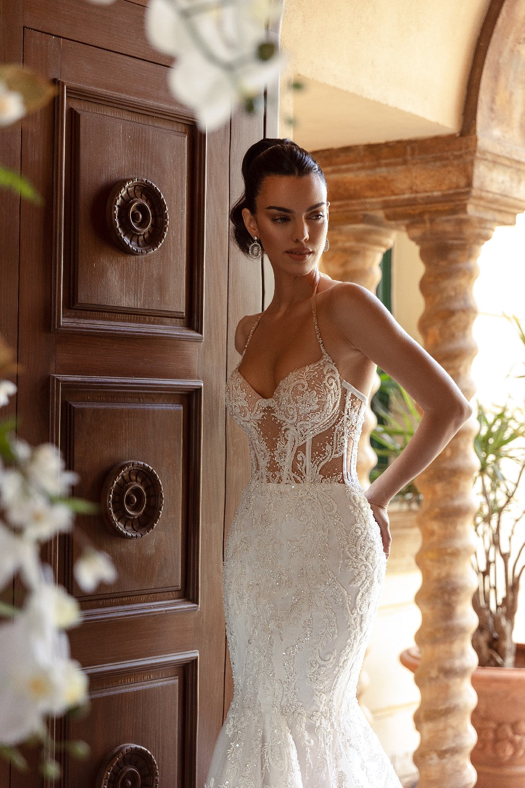 Allure and Sophistication | Trumpeting Halter Wedding Gown | Intricate Lace Patterns | Captivating Detailing | Marelli Exclusive 14 / As pictured Allure and Sophistication | Trumpeting Halter Wedding Gown | Intricate Lace Patterns | Captivating Detailing | Marelli Exclusive 14 / As pictured