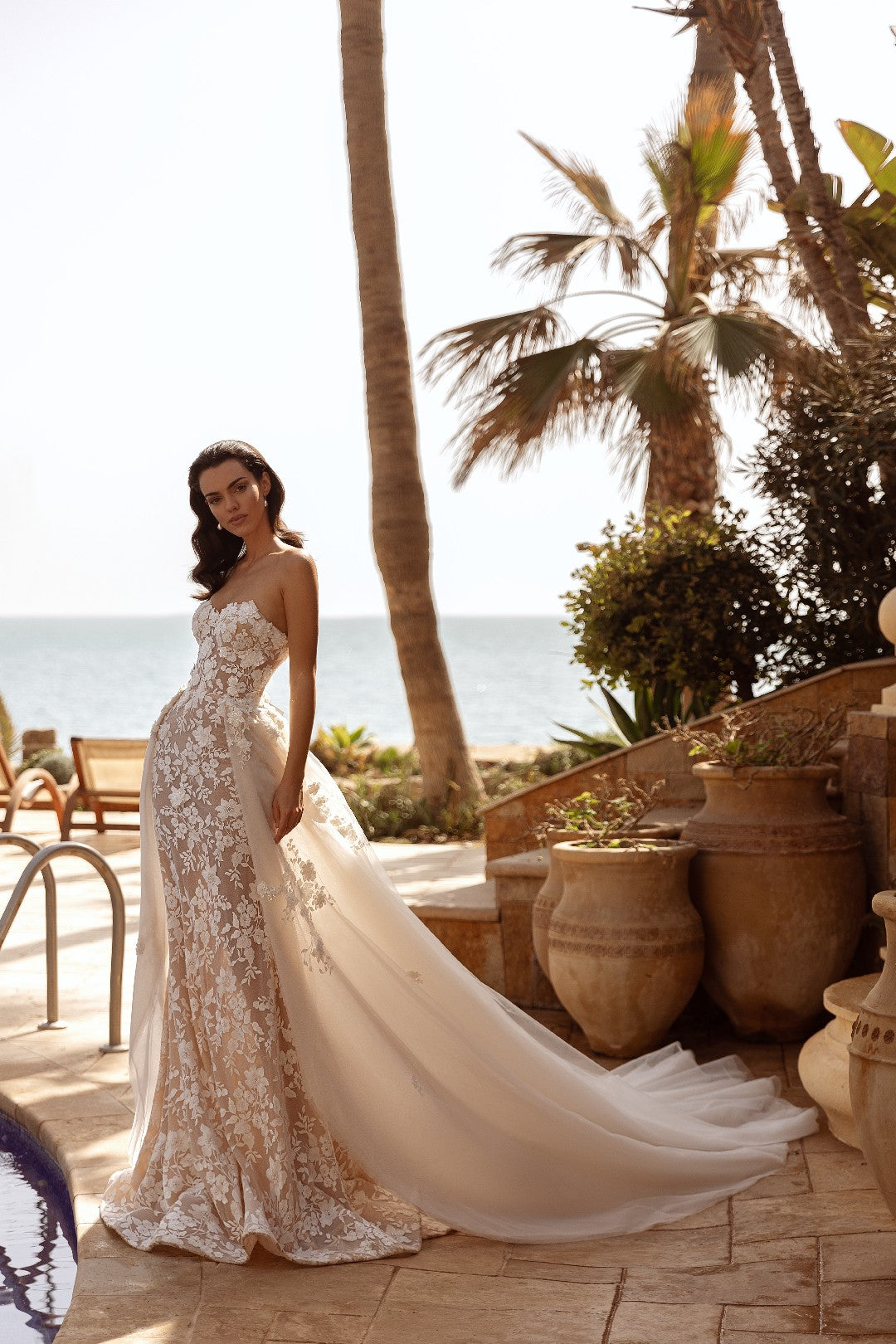 Breathtaking and Romantic | Floral Guipure Lace Trumpet Wedding Gown | Detachable Sheer Train | Elegant Versatility | Marelli Exclusive Breathtaking and Romantic | Floral Guipure Lace Trumpet Wedding Gown | Detachable Sheer Train | Elegant Versatility | Marelli Exclusive