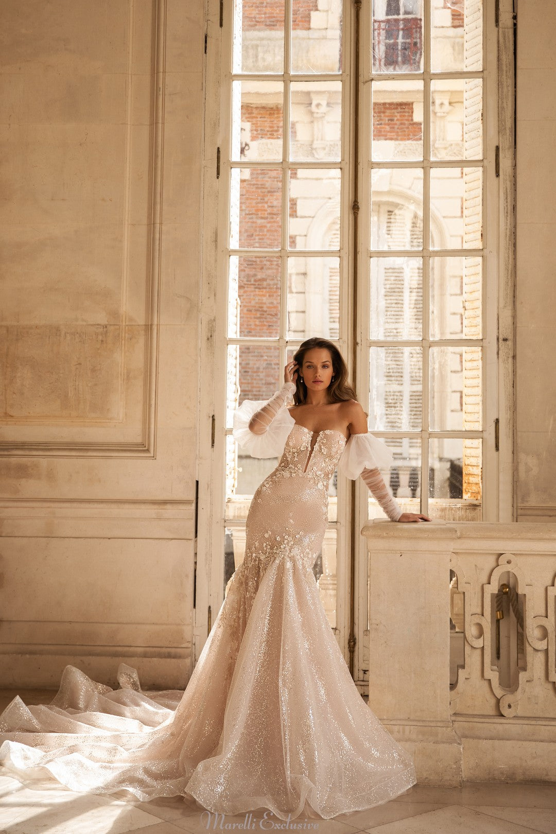 floral lace mermaid dress Tepeyac Embroidered Mermaid Wedding Dress main image 1