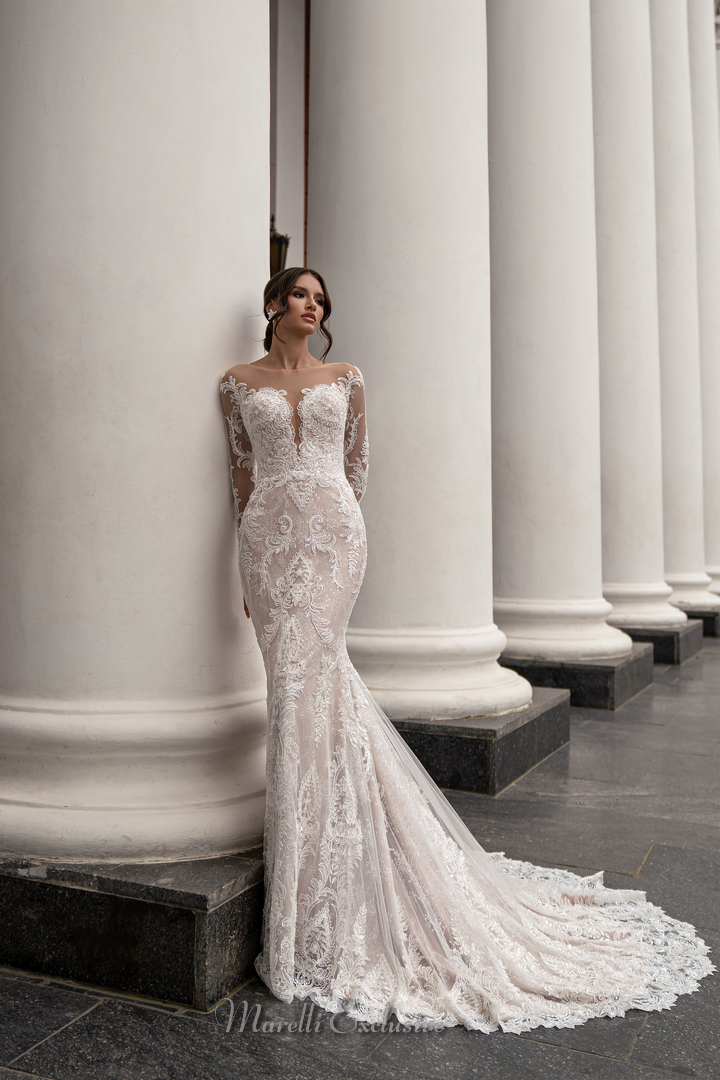 chinese dress ladies Tina Holly BB007 Bridal Lace Long Sleeve Mermaid Wedding Dress main image 1