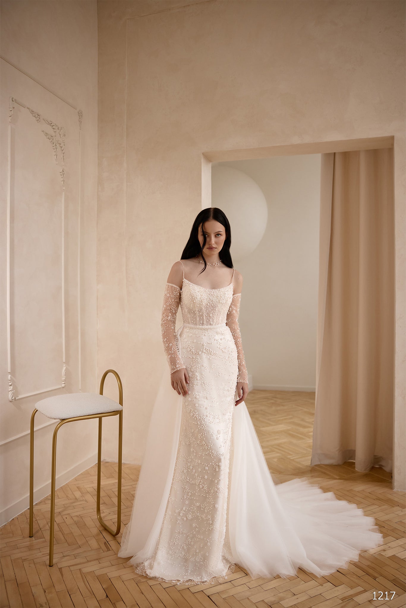 Fitted Wedding Dress with Beaded Bodice & Detachable Overskirt | Marelli Exclusive Custom Plus Size (+$100) / Ivory/Nude (as pictured) Fitted Wedding Dress with Beaded Bodice & Detachable Overskirt | Marelli Exclusive Custom Plus Size (+$100) / Ivory/Nude (as pictured)