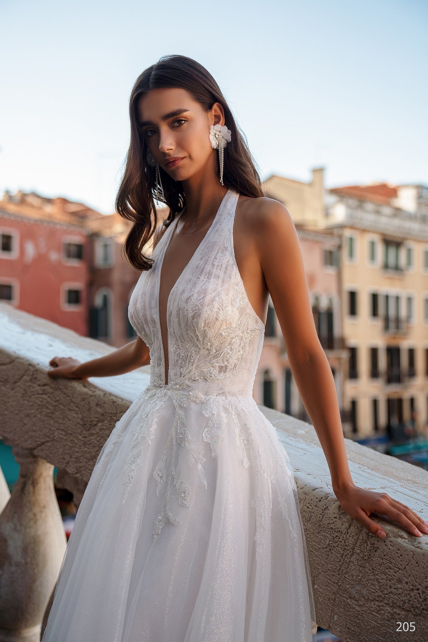 sheer skirt wedding dress FIT & FLARE BRIDAL GOWN WITH REMOVABLE SKIRT CDCD861W