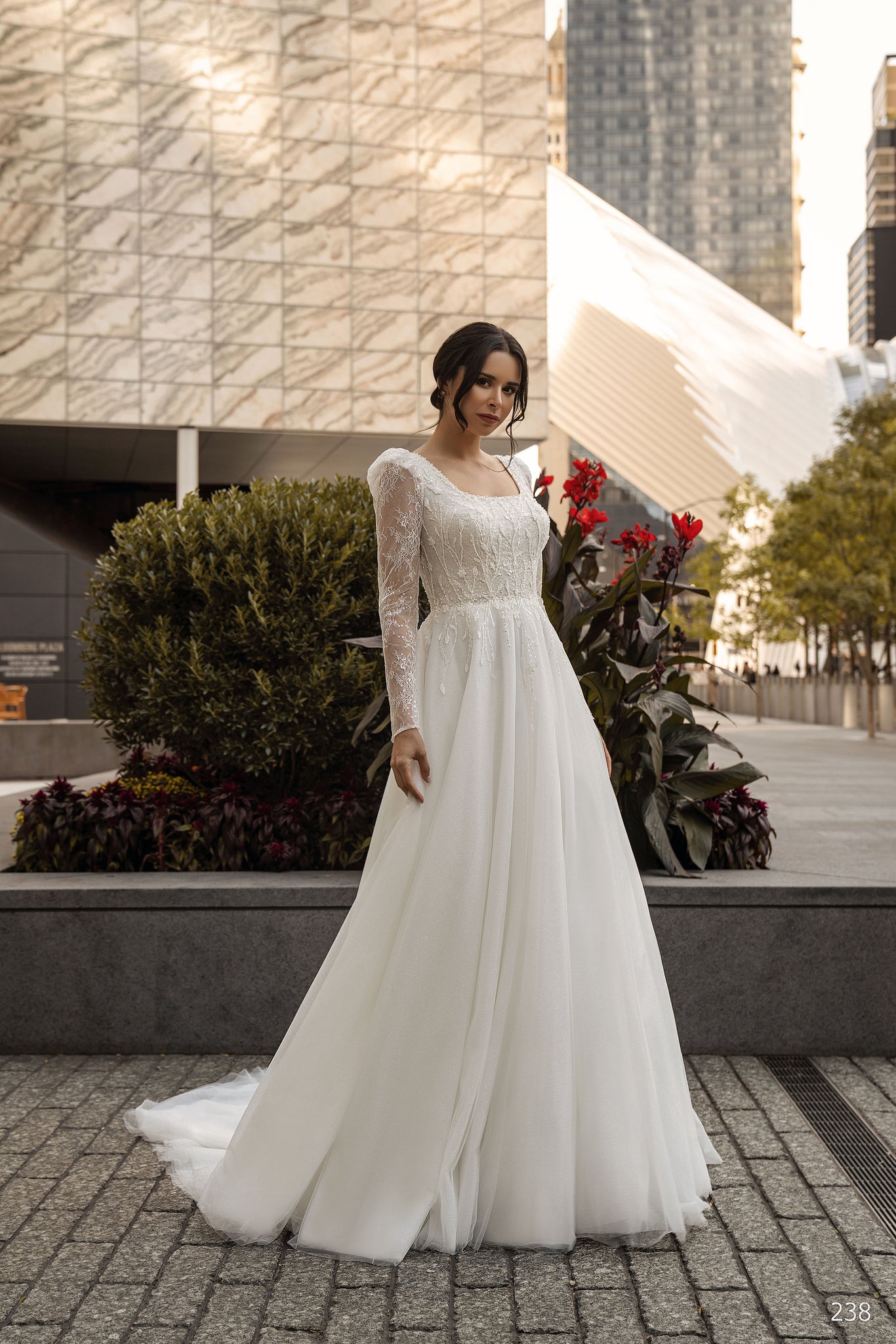 Elegant Square Neckline Lace A-Line Wedding Gown | Marelli Exclusive 12 / Ivory Elegant Square Neckline Lace A-Line Wedding Gown | Marelli Exclusive 12 / Ivory