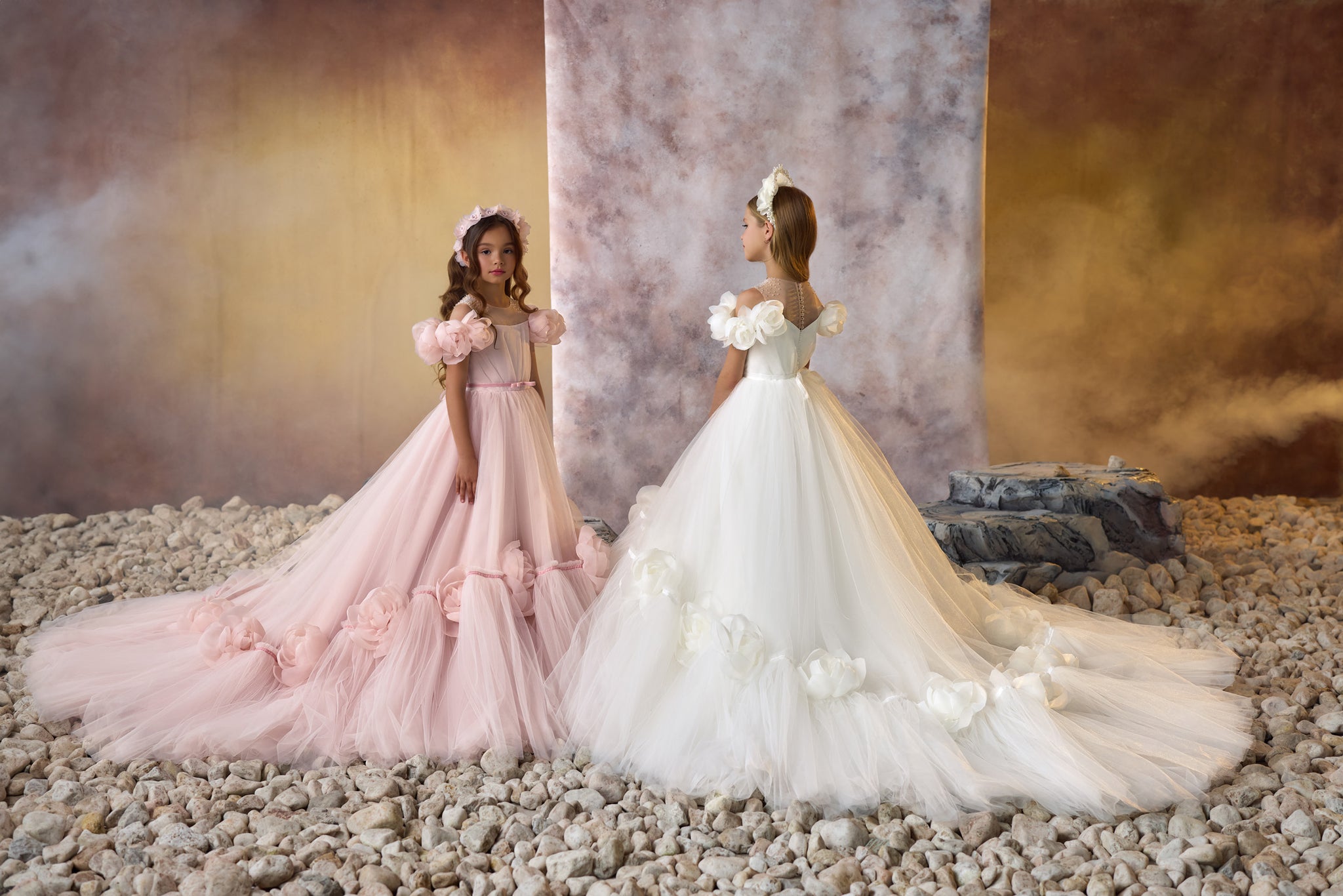 Pentelei 3706 Gown with Off-the-Shoulder Sleeves and Voluminous Tulle Skirt | Dreamy Fairy-Tale Dress | Marelli Exclusive Pentelei 3706 Gown with Off-the-Shoulder Sleeves and Voluminous Tulle Skirt | Dreamy Fairy-Tale Dress | Marelli Exclusive