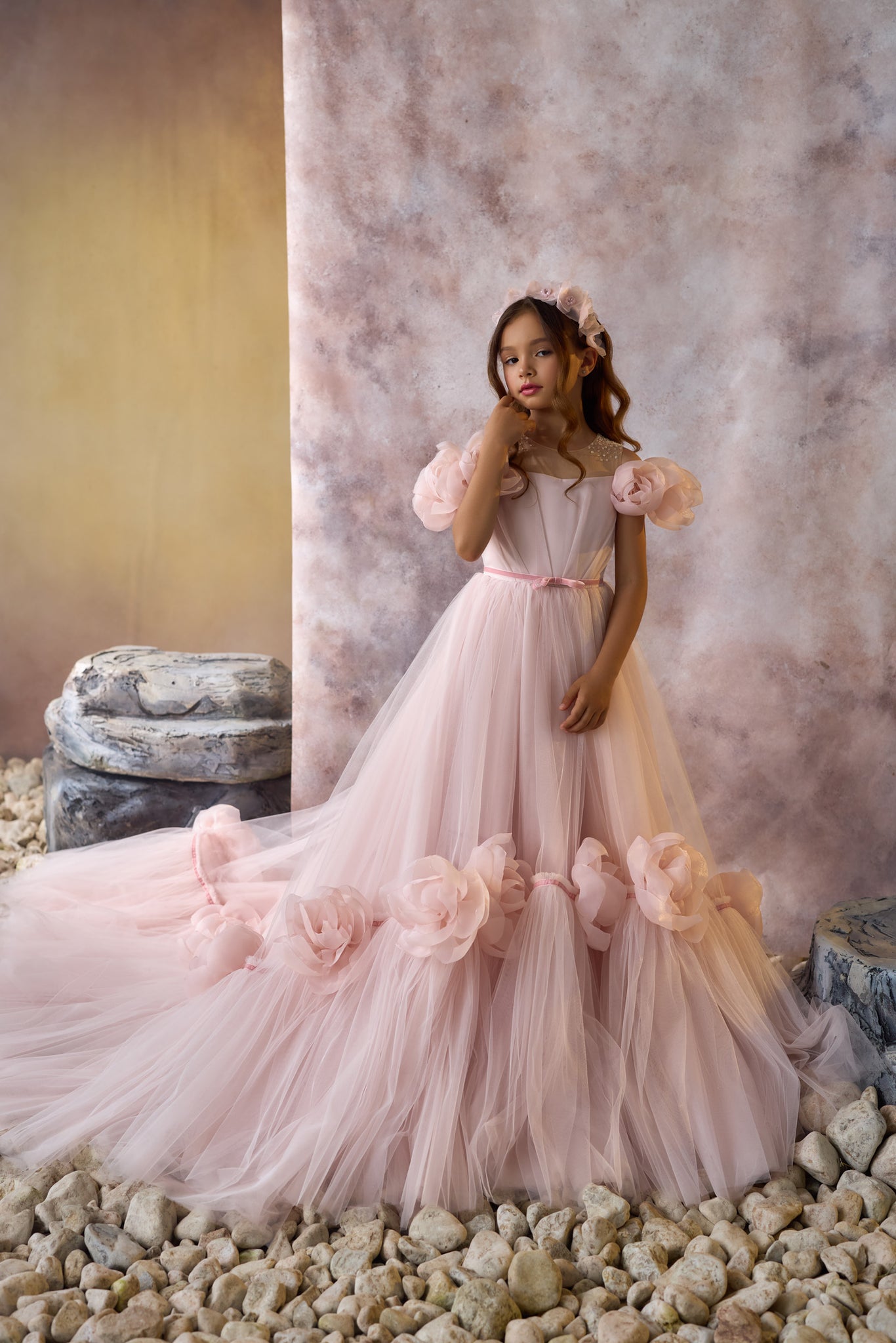 Pentelei 3706 Gown with Off-the-Shoulder Sleeves and Voluminous Tulle Skirt | Dreamy Fairy-Tale Dress | Marelli Exclusive Pentelei 3706 Gown with Off-the-Shoulder Sleeves and Voluminous Tulle Skirt | Dreamy Fairy-Tale Dress | Marelli Exclusive
