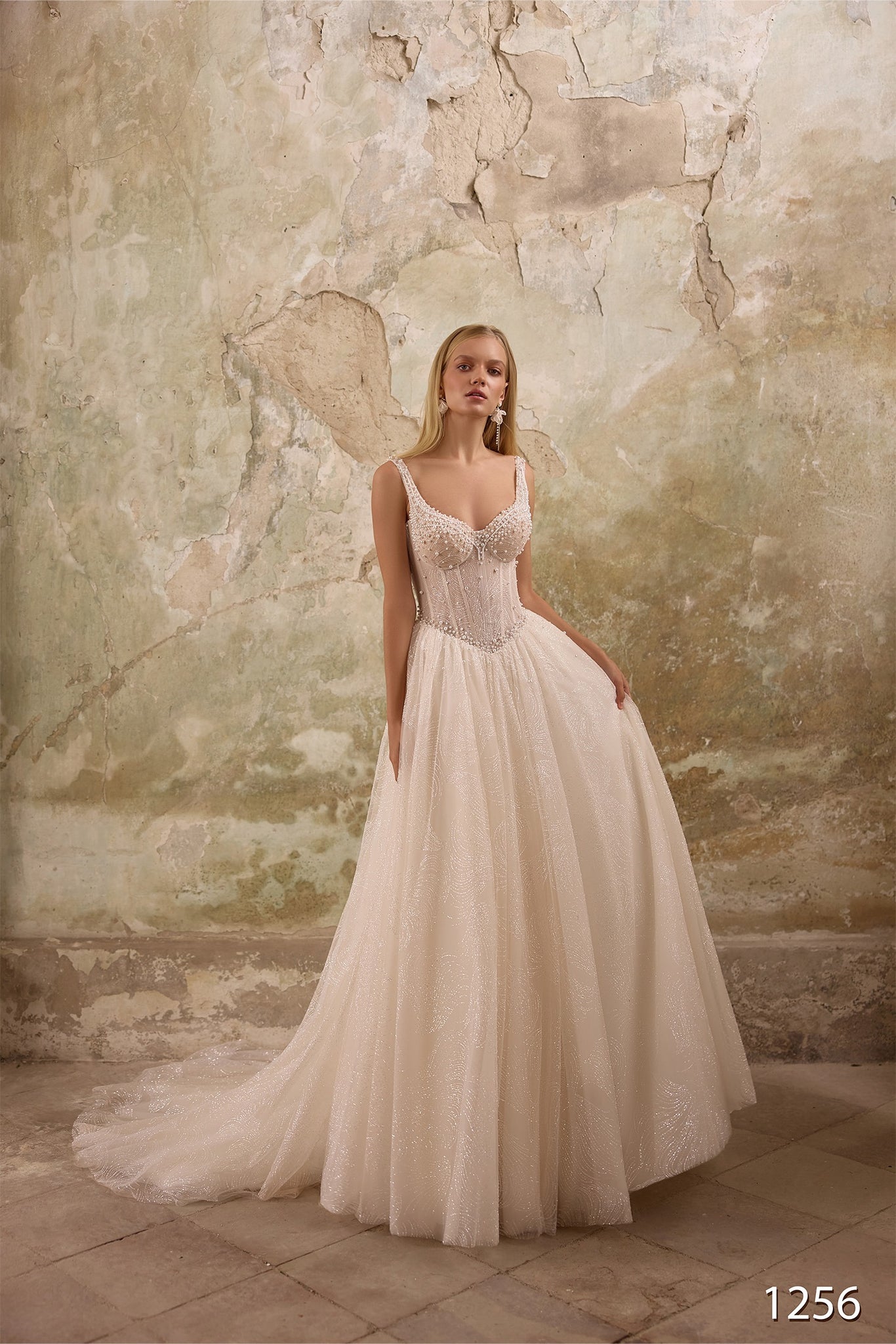 Vissaria V1256 Pearl Beaded A-Line Wedding Dress
