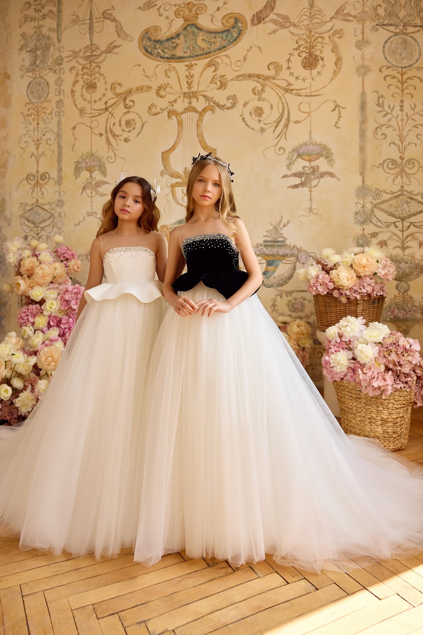 Pentelei 3815 ball gown with shimmering embellishments and peplum waist | Girls Formal Dress