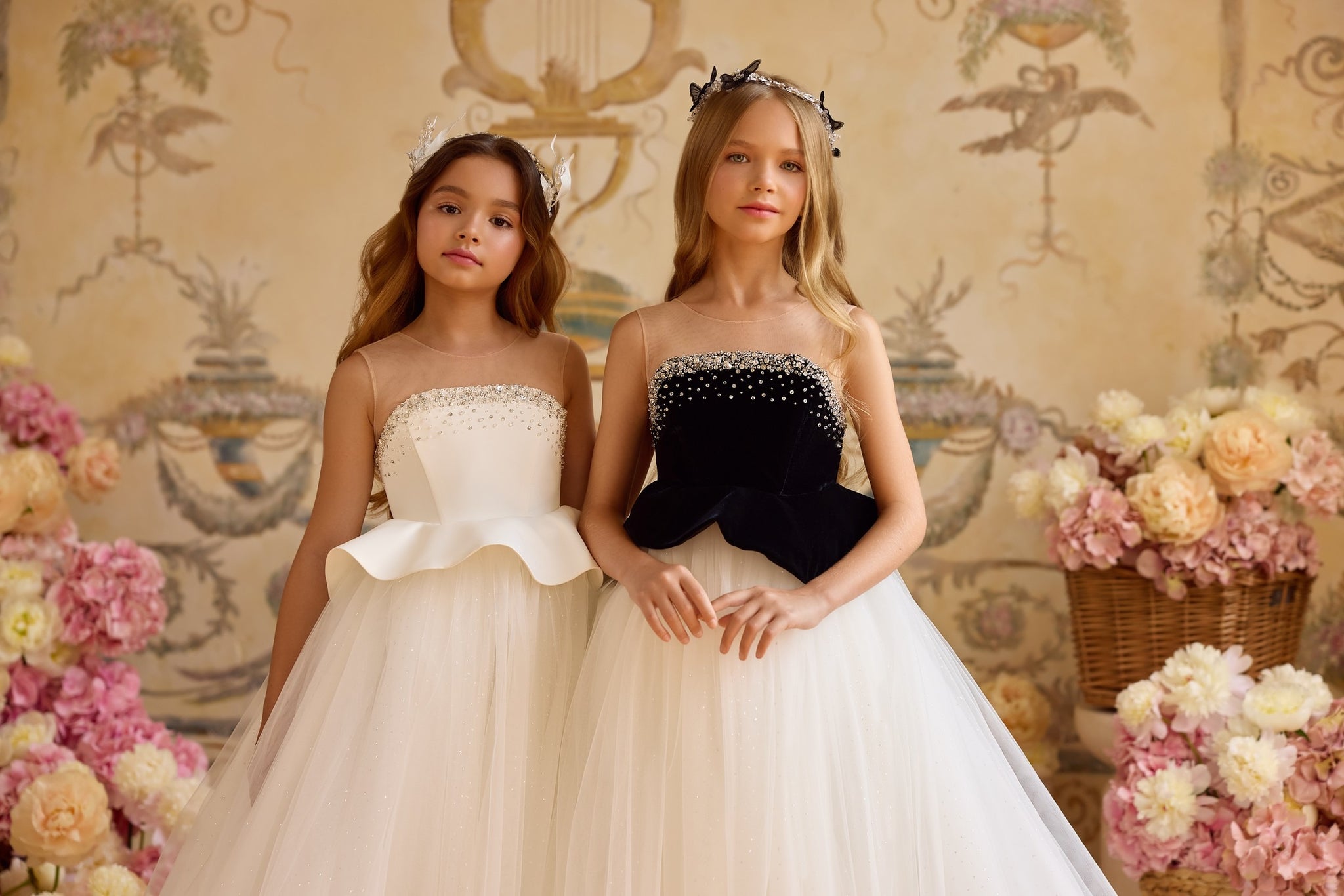 Pentelei 3815 ball gown with shimmering embellishments and peplum waist | Girls Formal Dress