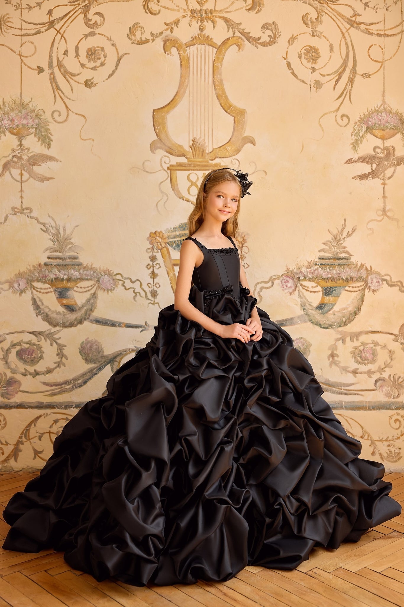 Pentelei 3819 dramatic ruffled gown with lace-up back | Girls Formal Dress