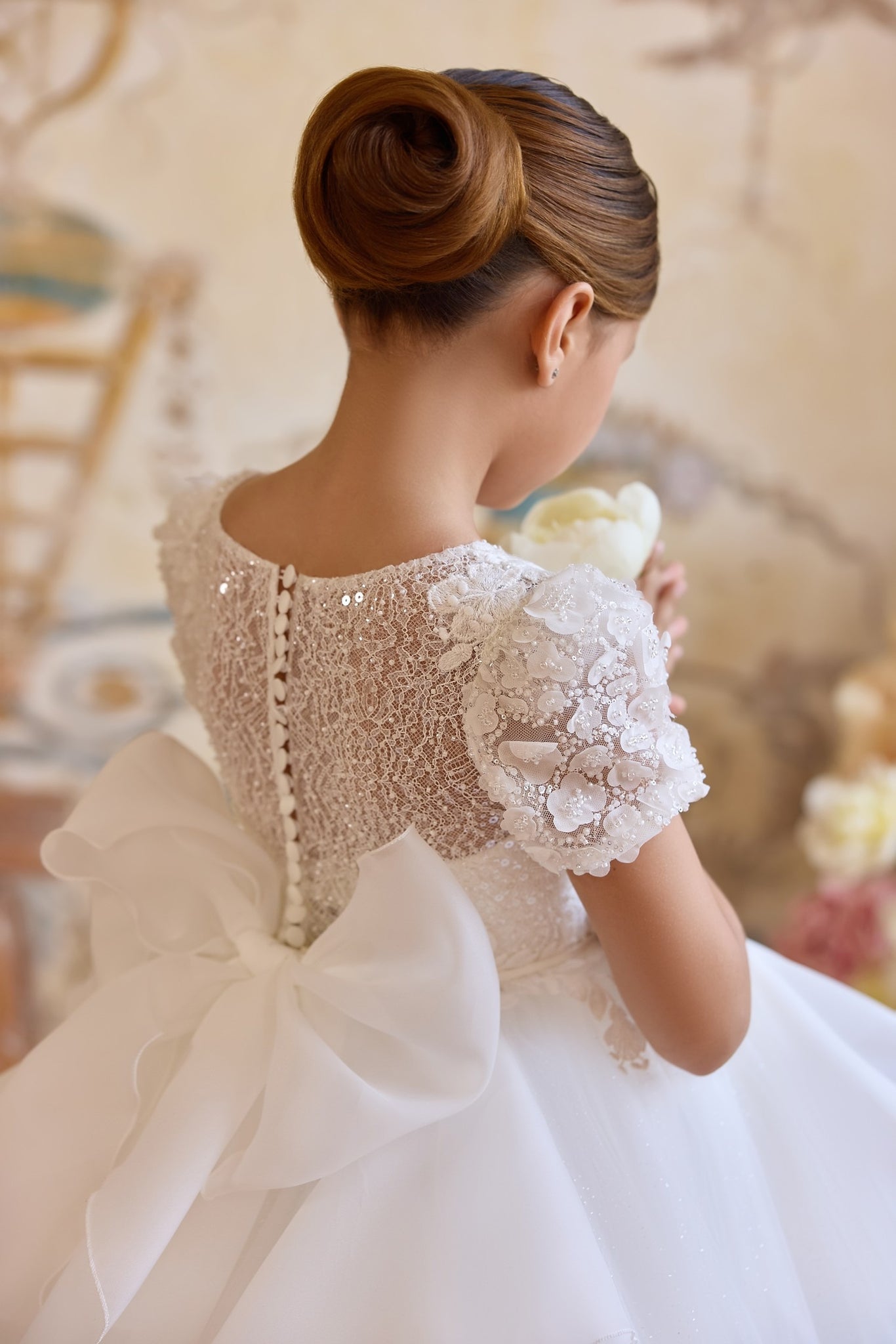 Pentelei 3810 fairytale gown with sequins, lace and ruffled skirt | Girls Formal Dress