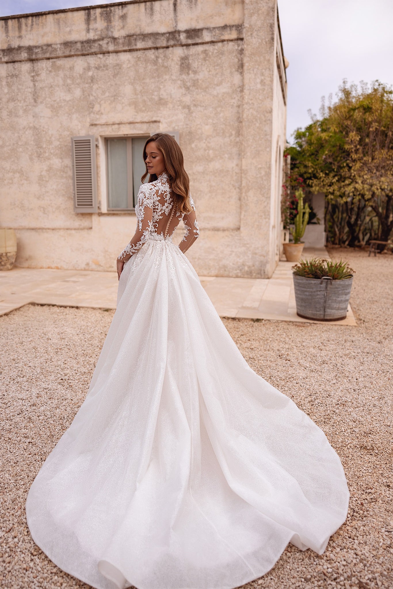 full lace dress Monique Off-Shoulder Long Sleeve A-line Gown 90% Polyester New Full Lace Split Wedding