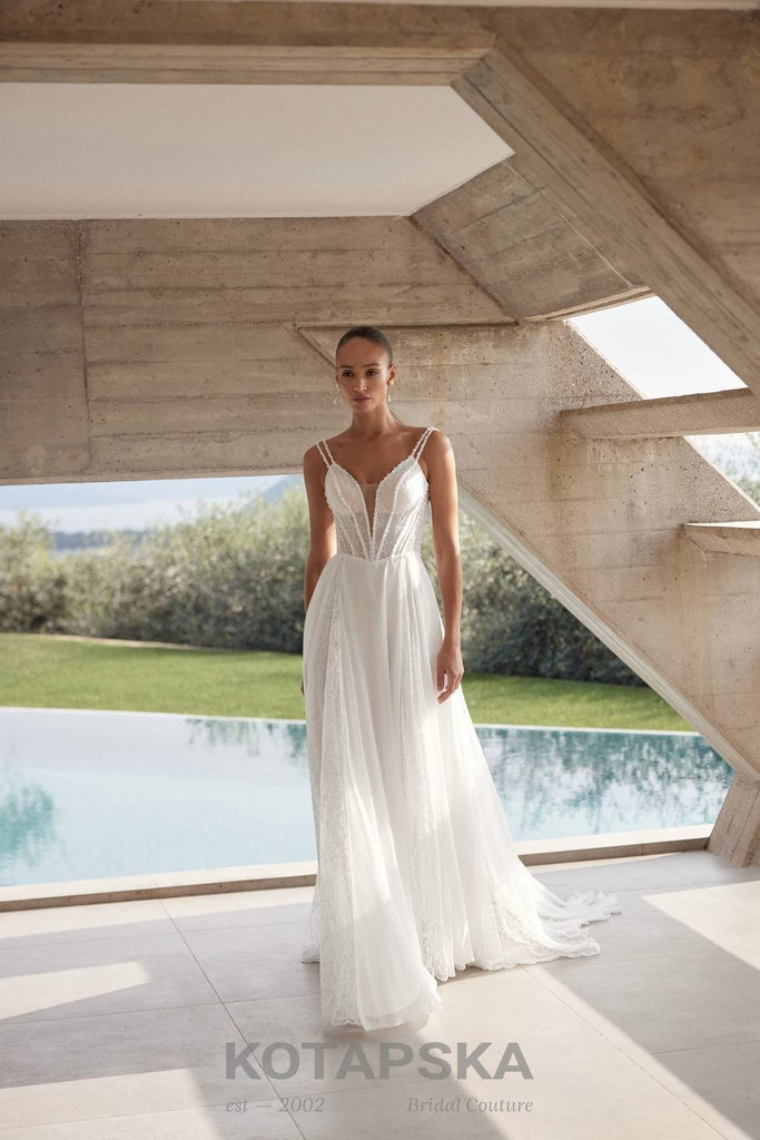 corset wedding dress with detachable skirt LaDivine CD861W Long Fitted Corset Overskirt Wedding Dress