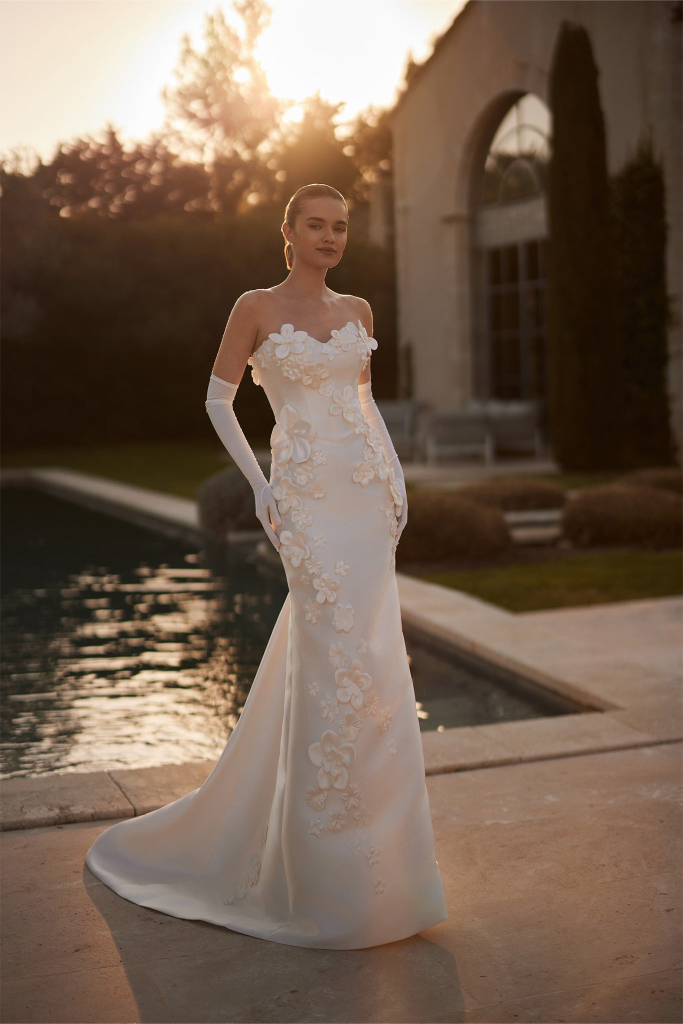 Amias by Perfioni | Strapless Floral Wedding Dress