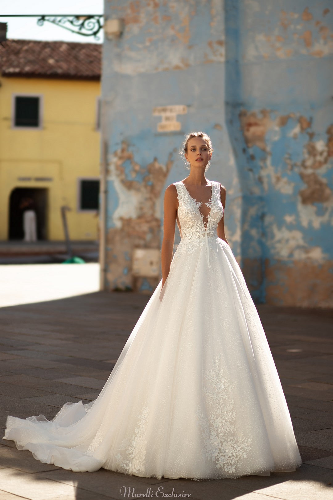 a line wedding dress pattern Maria Anette 5403 | Exquisite A-line Complete your Look:The Celebration Duo ( Dress + Party hat) KissProm Elegant Mermaid White color:Prints the waistline drops down
