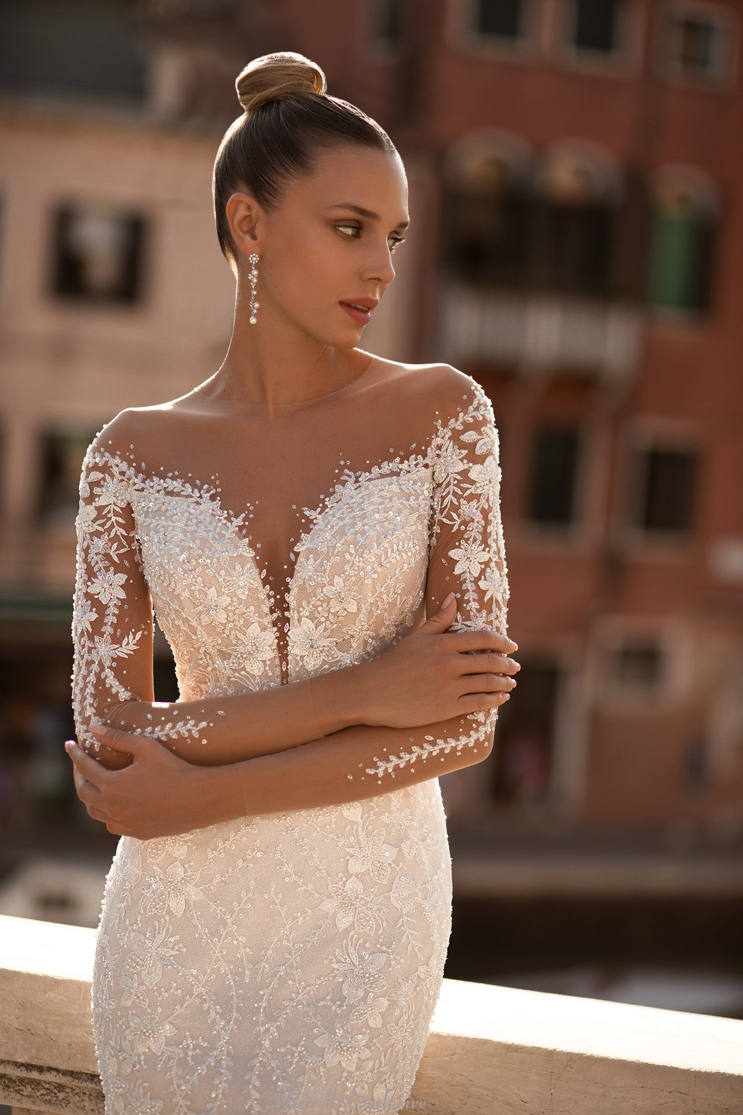 Glamorous Trumpet Wedding Dress with Sparkling Elements and Sheer Trains Marelli Exclusive Glamorous Trumpet Wedding Dress with Sparkling Elements and Sheer Trains Marelli Exclusive