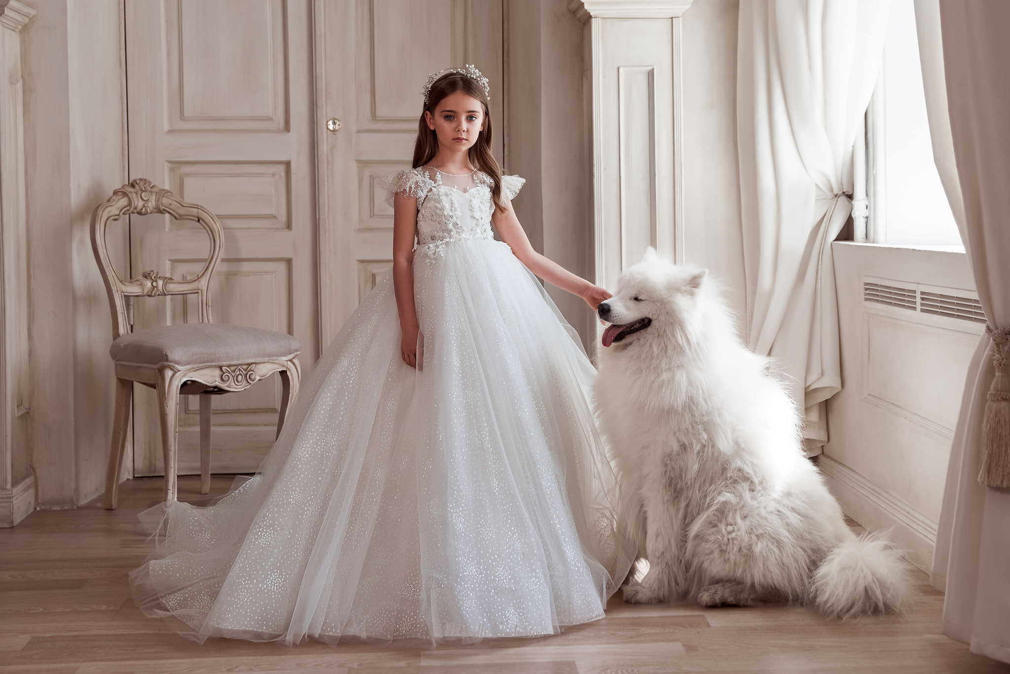 Pentelei 3109 gorgeous flounce sleeve dress  | Girls Formal Dress