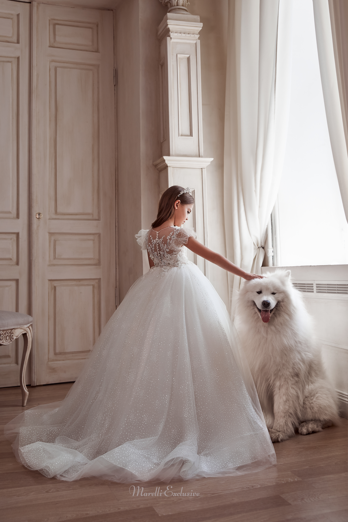 Pentelei 3109 gorgeous flounce sleeve dress  | Girls Formal Dress