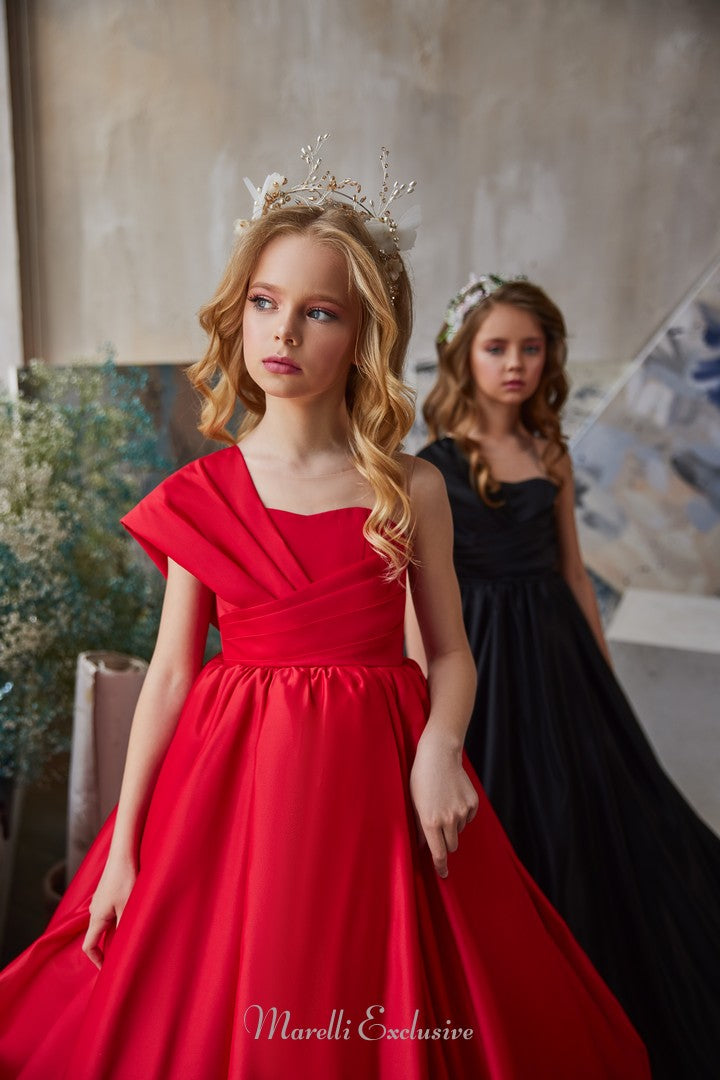 Pentelei 3237 little princess royalty: one-shoulder design with ball gown charm  | Girls Formal Dress