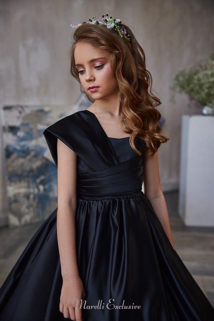 Pentelei 3237 little princess royalty: one-shoulder design with ball gown charm  | Girls Formal Dress