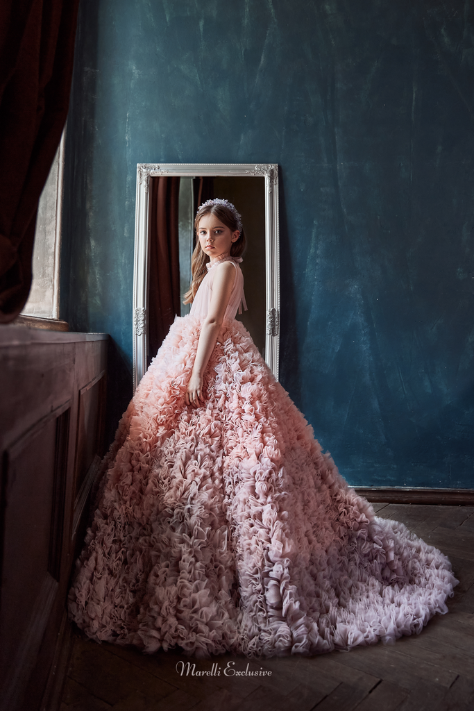 Pentelei 3119 rosy ombre beauty: a breathtaking dress for your princess  | Girls Formal Dress