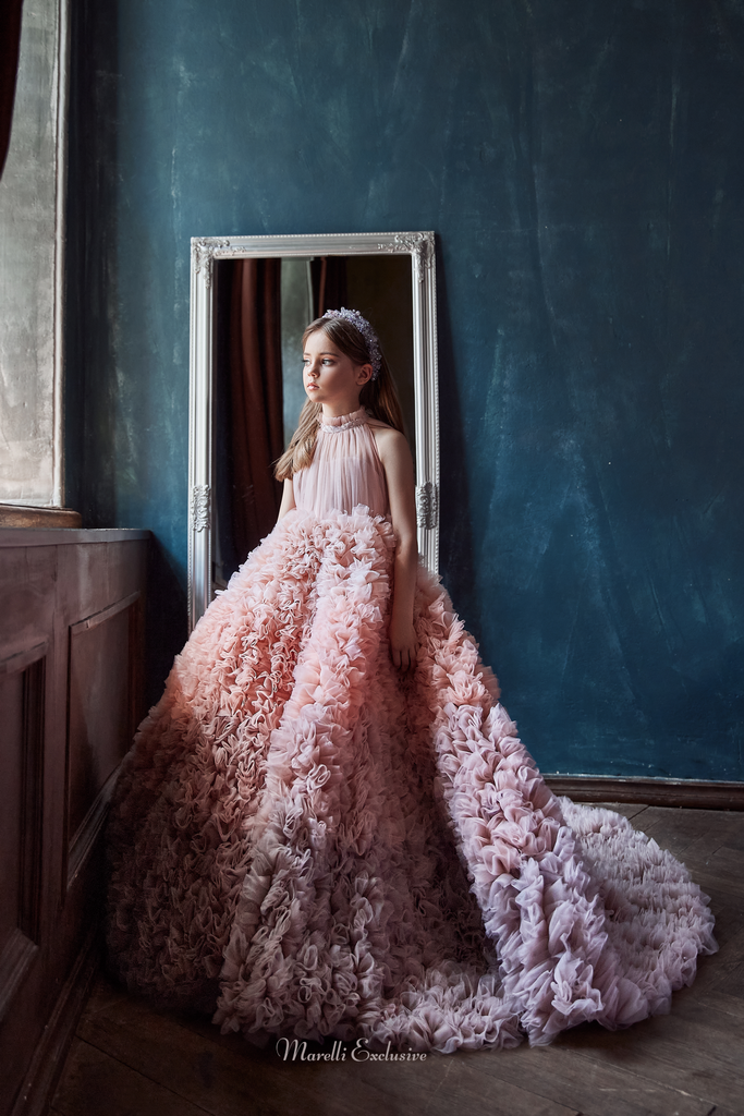 Pentelei 3119 rosy ombre beauty: a breathtaking dress for your princess  | Girls Formal Dress