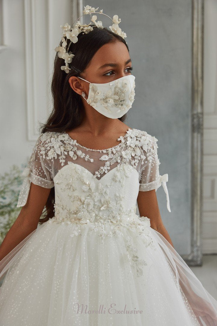 Pentelei 3305 Sweetheart Dress with Short Sleeves and Lace | Girls Formal Dress