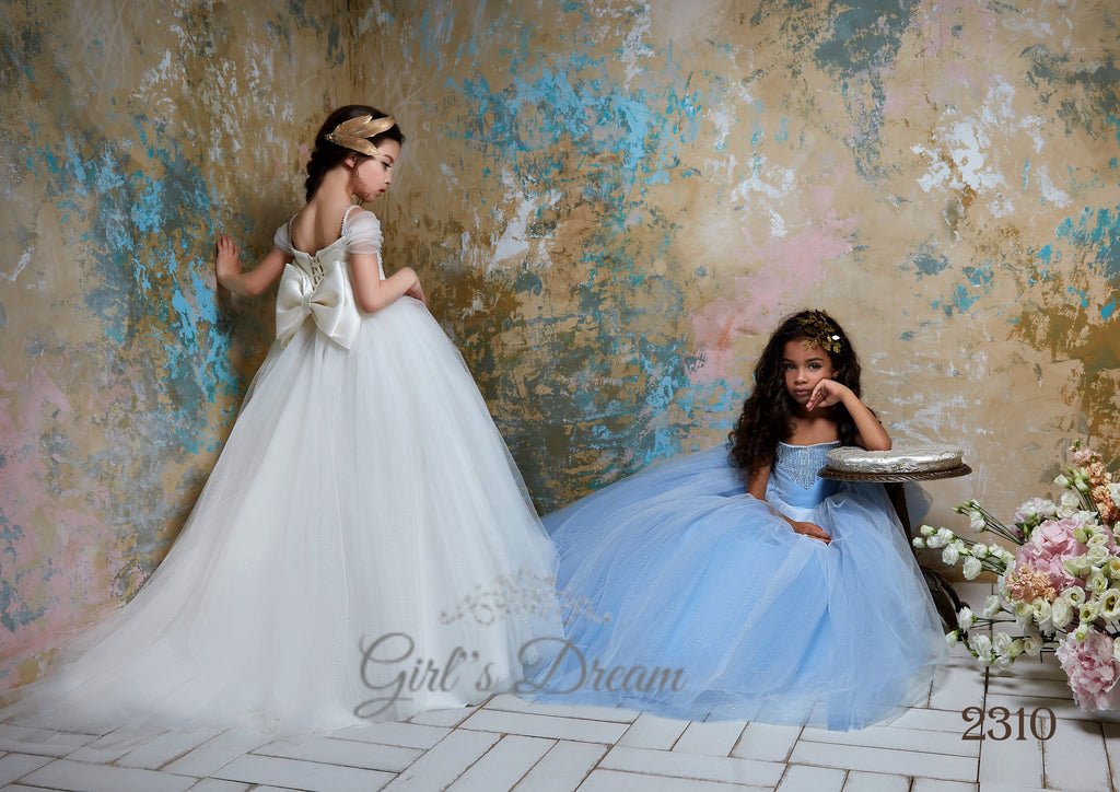Pentelei 2310 multi-layered tulle skirt and soft satin corset  | Girls Formal Dress