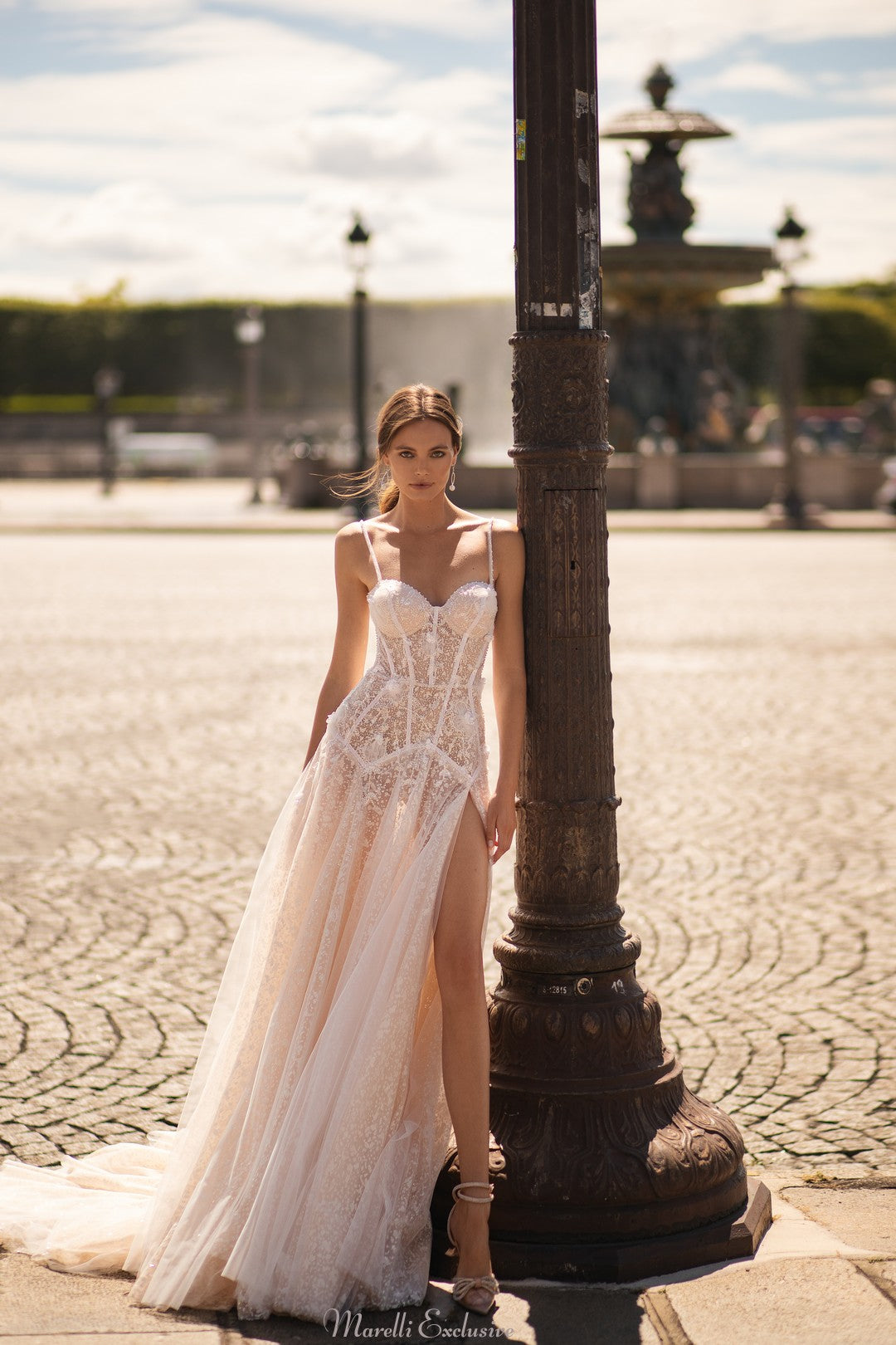 elena corset dress Ivory Aline Wedding Dress with Lace