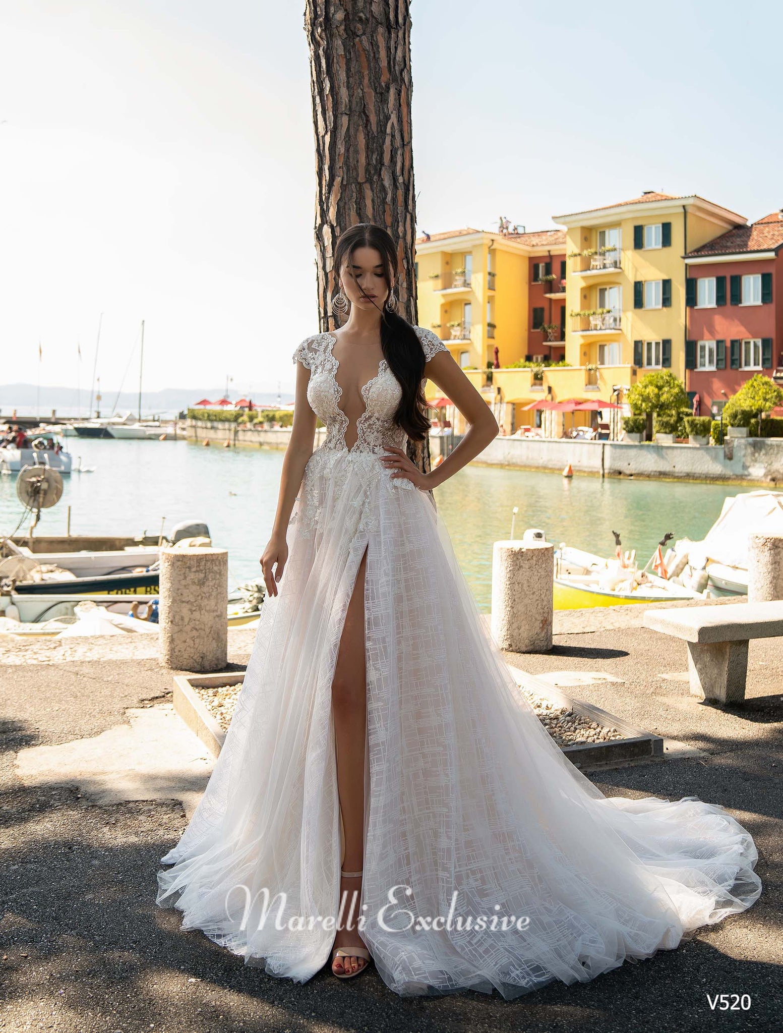 Bohemian A-line Wedding Dress, Wedding Gown, Short Sleeve, V Neck, Boho, Side Slit 4 / Ivory Bohemian A-line Wedding Dress, Wedding Gown, Short Sleeve, V Neck, Boho, Side Slit 4 / Ivory