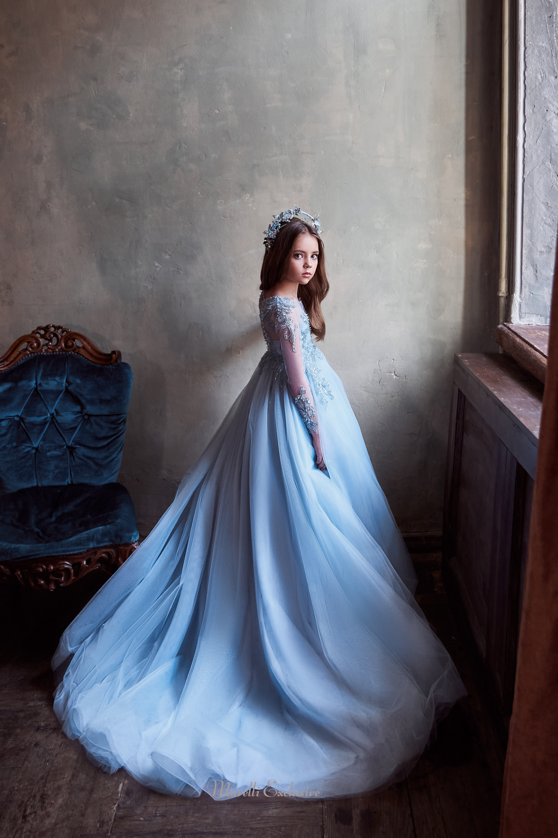 Pentelei 3123 floral lace and tulle splendor: a unique formal attire  | Girls Formal Dress