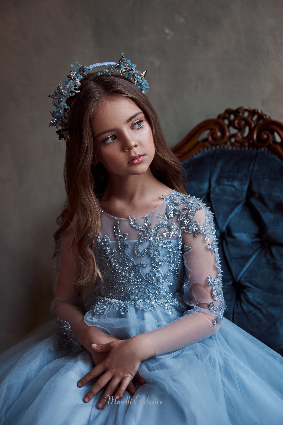 Pentelei 3123 floral lace and tulle splendor: a unique formal attire  | Girls Formal Dress