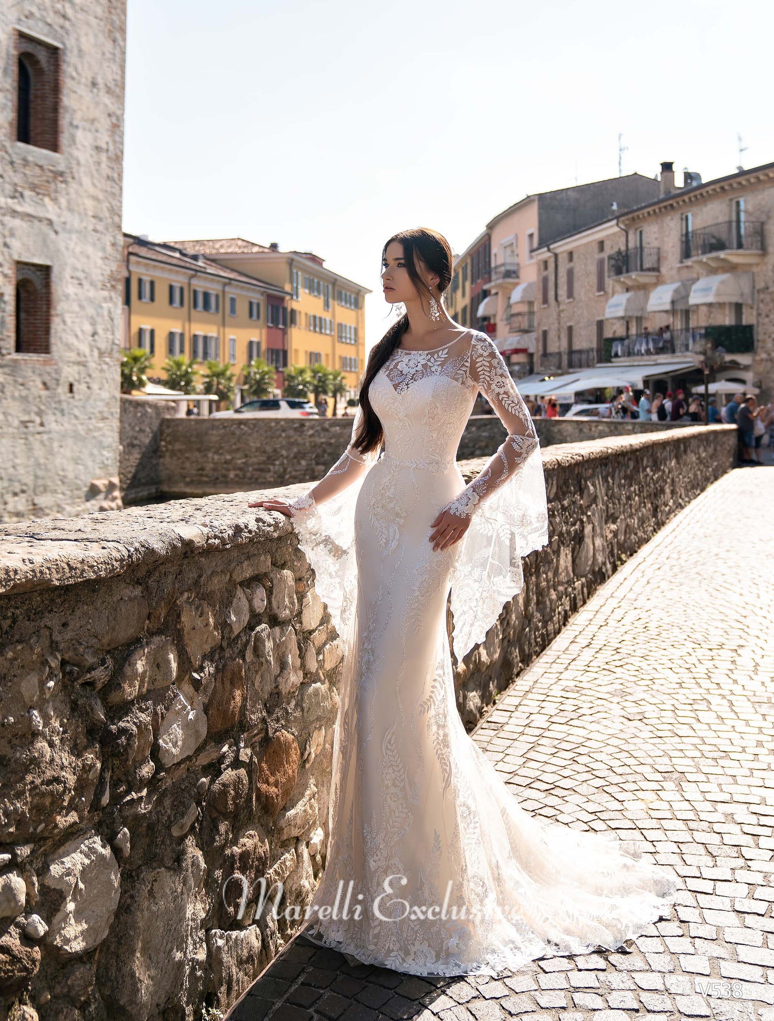 Extraordinary Sheath, Wedding Dress, Wedding Gown, Long Sleeve, Illusion Top, Embroidery 8 / White Extraordinary Sheath, Wedding Dress, Wedding Gown, Long Sleeve, Illusion Top, Embroidery 8 / White