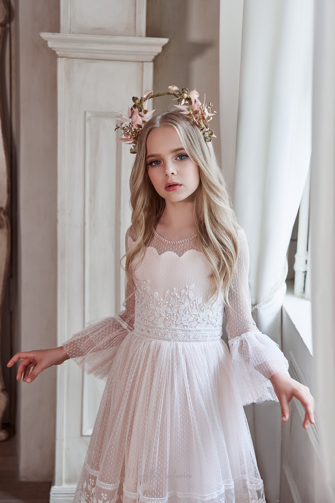 Pentelei 3133 flounce sleeve princess dress  | Girls Formal Dress