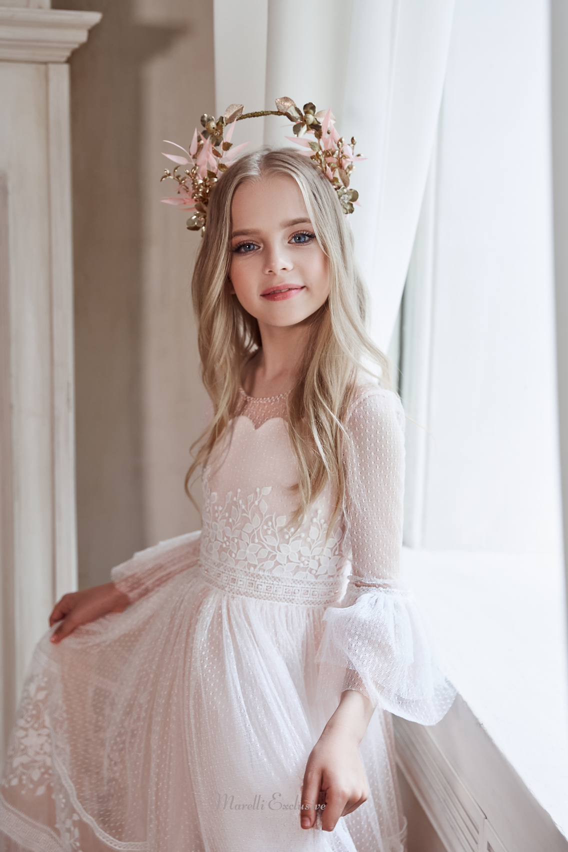 Pentelei 3133 flounce sleeve princess dress  | Girls Formal Dress