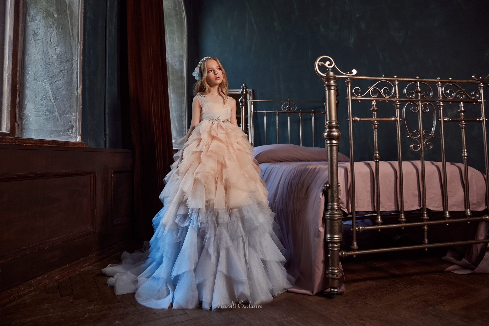 Pentelei 3145 long tulle dresses fit for a princess  | Girls Formal Dress