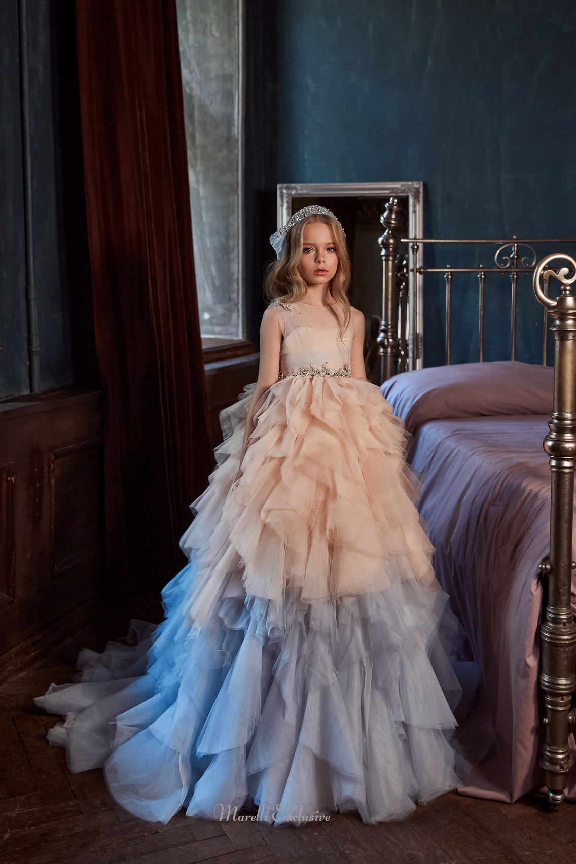 Pentelei 3145 long tulle dresses fit for a princess  | Girls Formal Dress