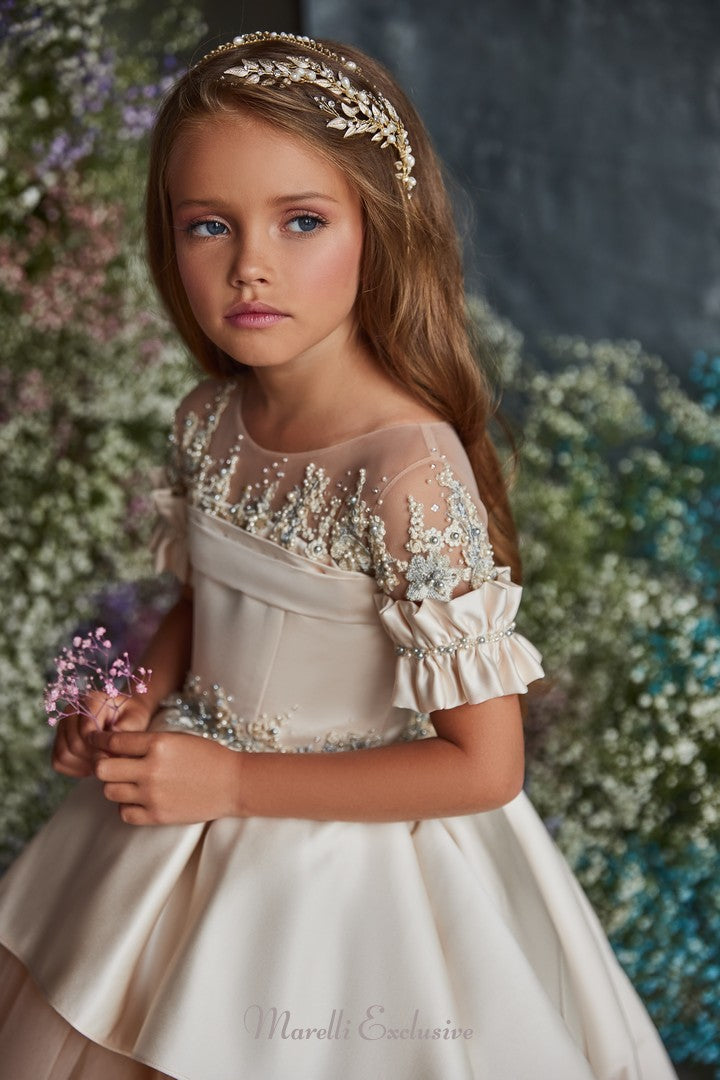 Pentelei 3207 enchanting off-the-shoulder illusion gown for special events  | Girls Formal Dress