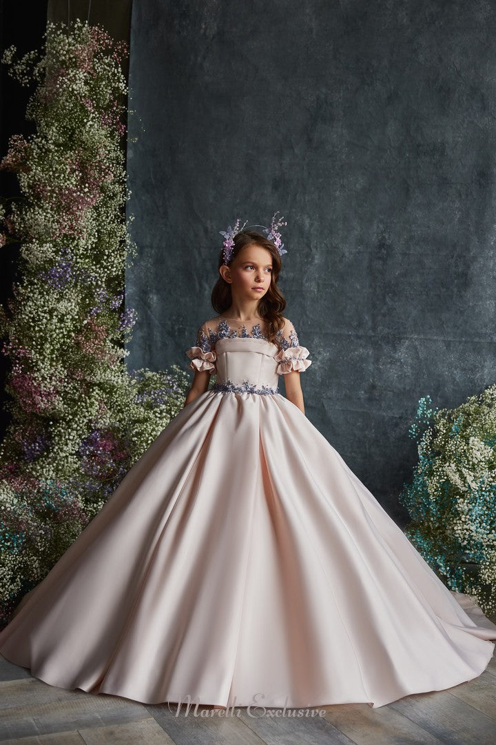 Pentelei 3207 enchanting off-the-shoulder illusion gown for special events  | Girls Formal Dress