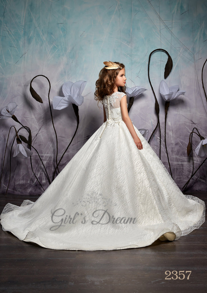 Pentelei 2357 floral appliques and sequined tulle - elegance and shimmer  | Girls Formal Dress