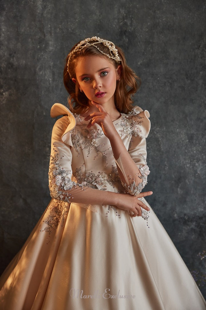 Pentelei 3205 leto dress: ruffle sleeves and beaded details steal the show  | Girls Formal Dress