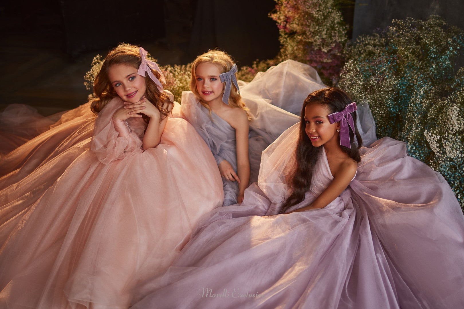 Pentelei 3203 demure look with sheer long sleeve and pleated skirt  | Girls Formal Dress