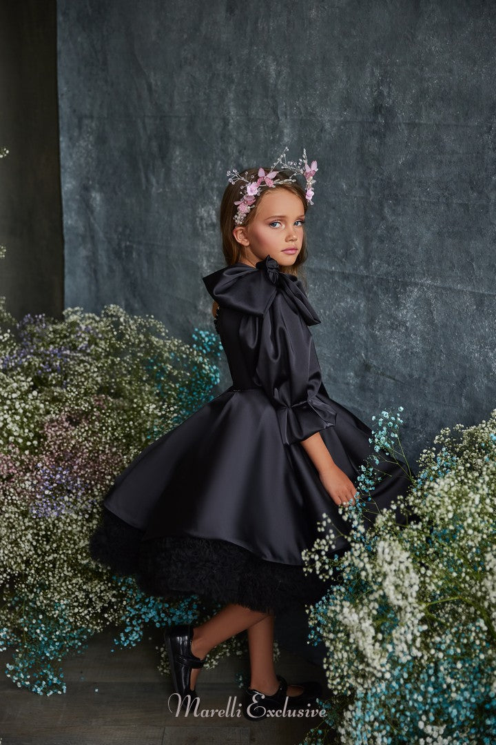 Pentelei 3227 stylish one-shoulder dress with eye-catching ruffle sleeve  | Girls Formal Dress
