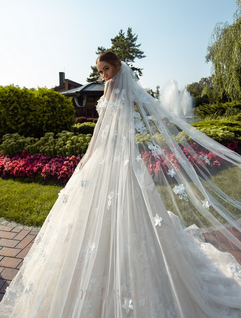 Queen Ball Gown, Wedding Gown, Long Train, Off the Shoulder, Sweetheart Neck Custom Plus Size (+$150) / Ivory Queen Ball Gown, Wedding Gown, Long Train, Off the Shoulder, Sweetheart Neck Custom Plus Size (+$150) / Ivory