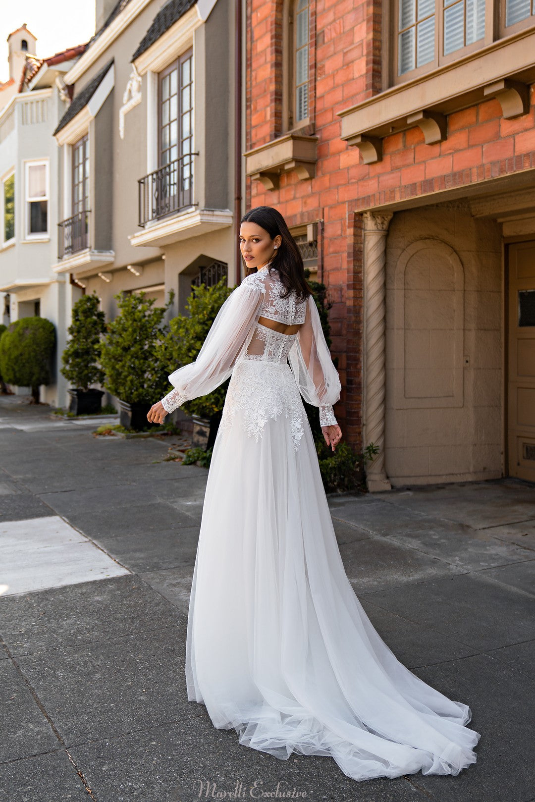 wedding dress bolero Boho-Style Wedding Set: A-Line Dress and Detachable Bolero for Effortless Charm