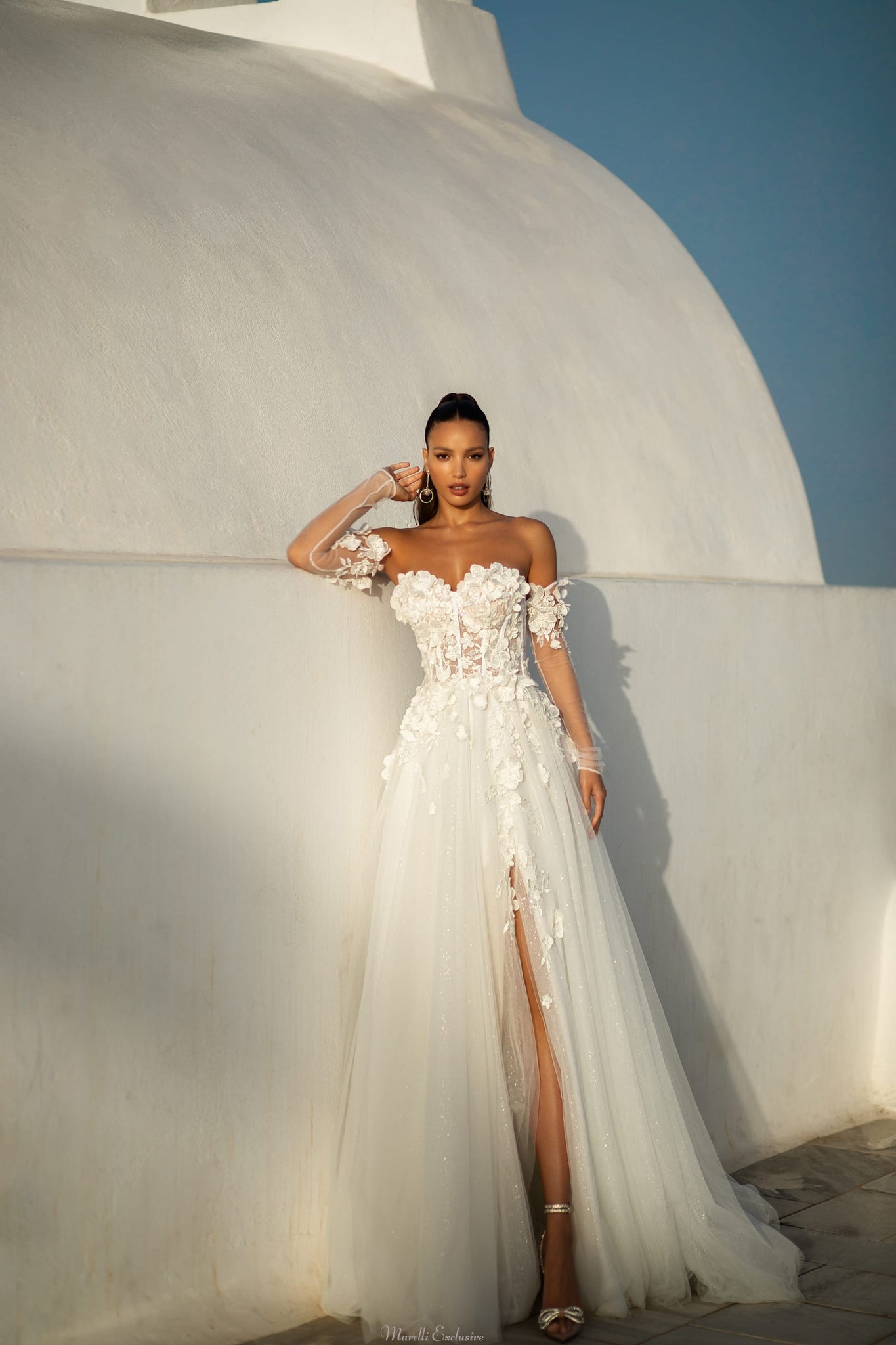 beaded embroidered wedding dresses Nox Anabel JE995L Long Beaded Cap Sleeve Bridal Overskirt Gown White&Nude / 6