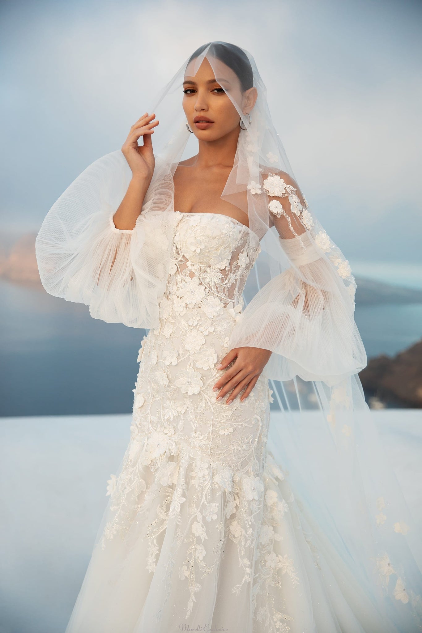 embellished mermaid wedding dress LADIVINE STRAPLESS EMBELLISHED MERMAID WEDDING DRESS CB126W OFF White / 6