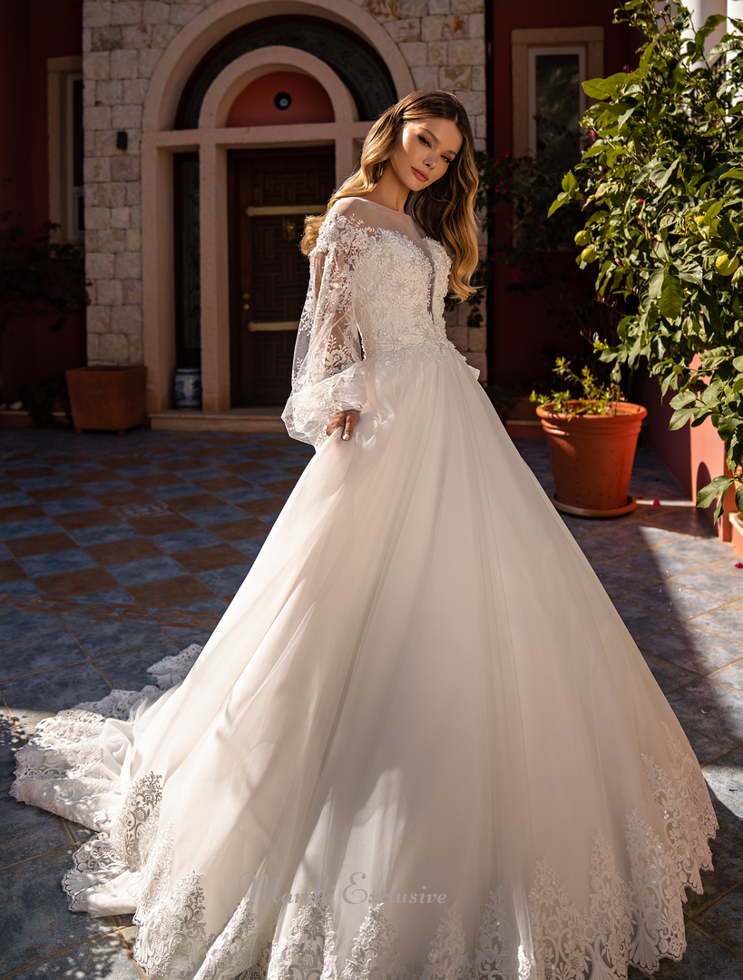 Victorian Style A-Line Wedding Dress, Wedding Gown, Long Sleeves, High Neckline, Conservative 8 / White Victorian Style A-Line Wedding Dress, Wedding Gown, Long Sleeves, High Neckline, Conservative 8 / White