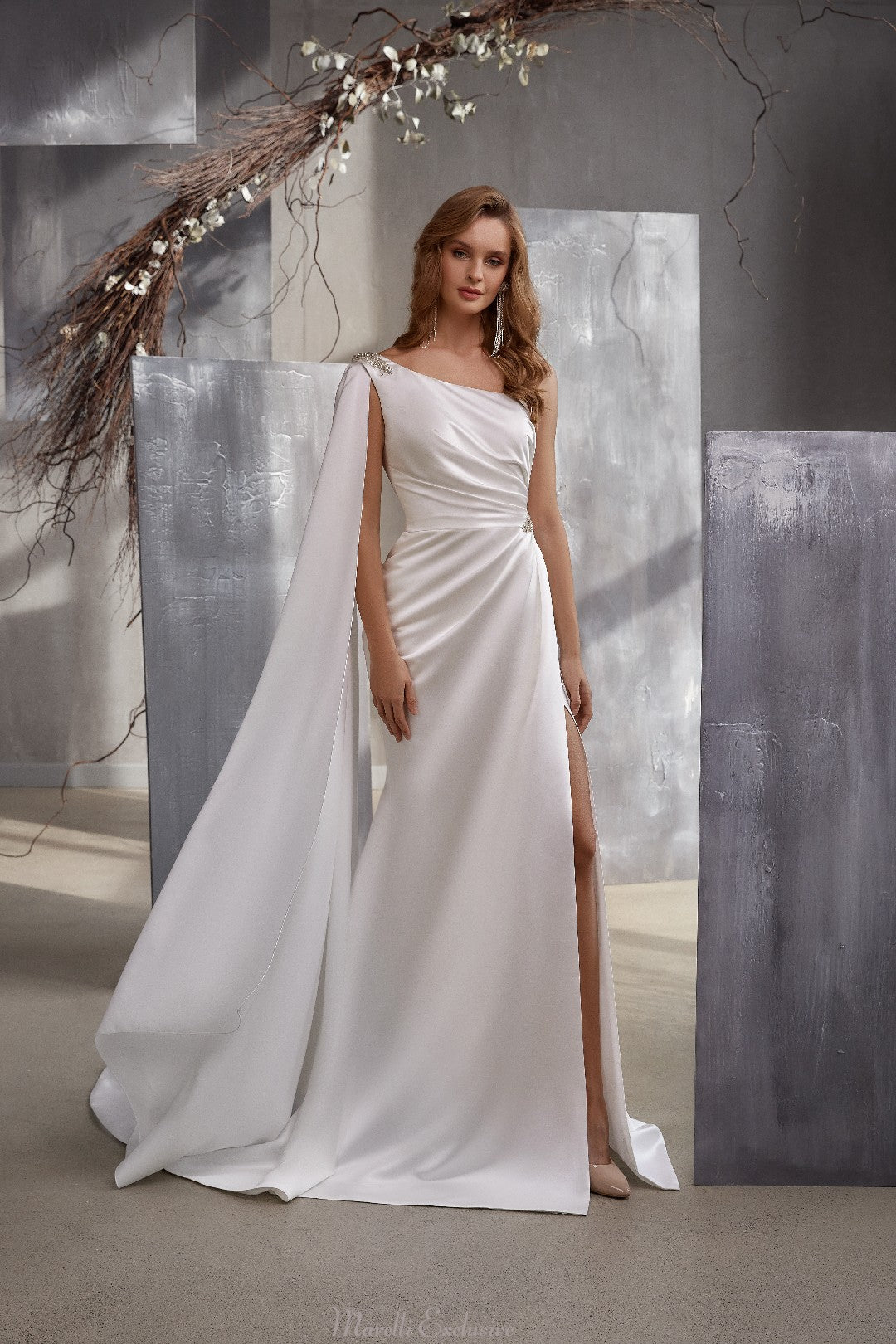 SN-230-HILDY | Elegant Satin Minimalist Asymmetric